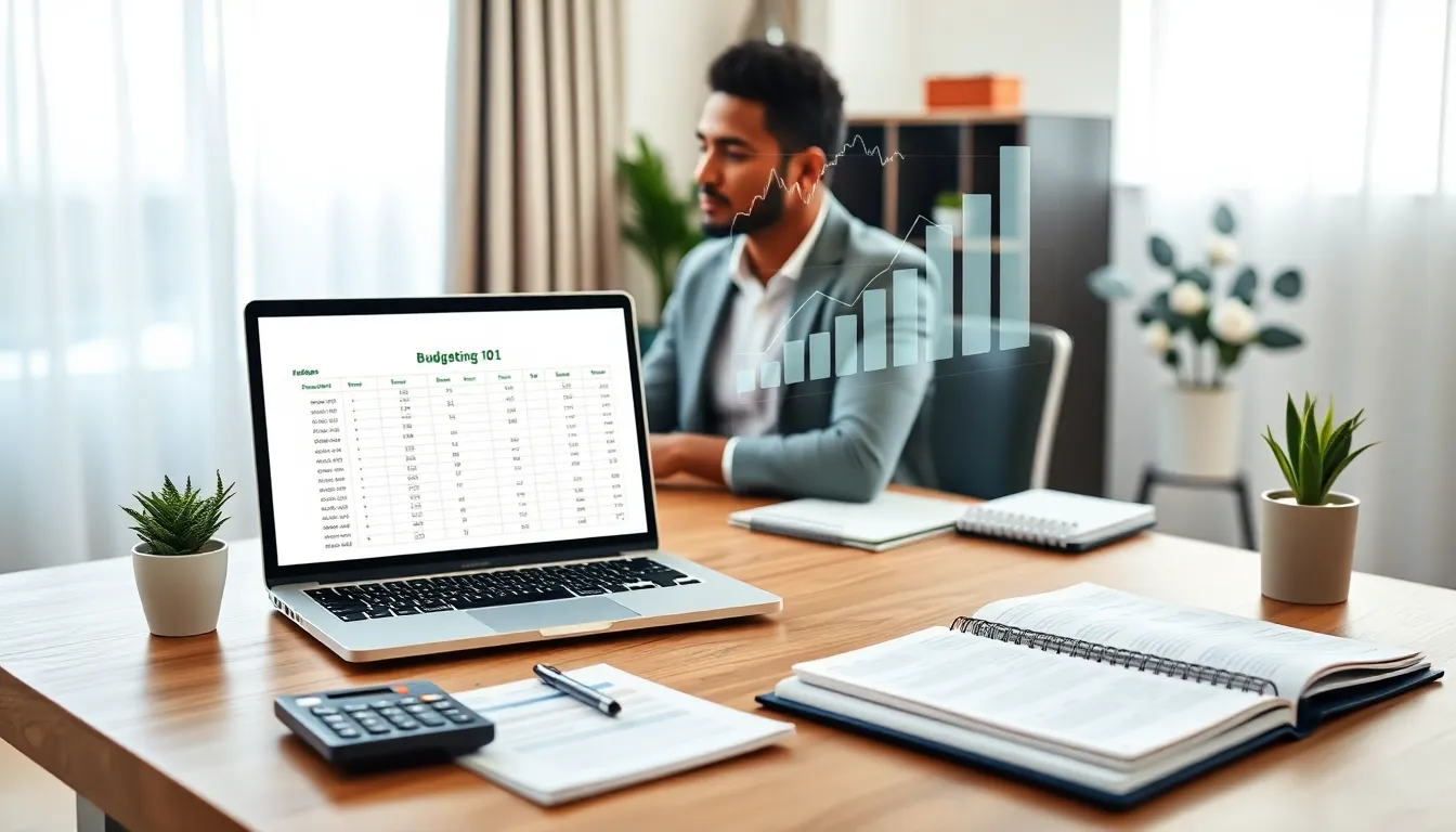 individual budgeting in a modern home office setting.